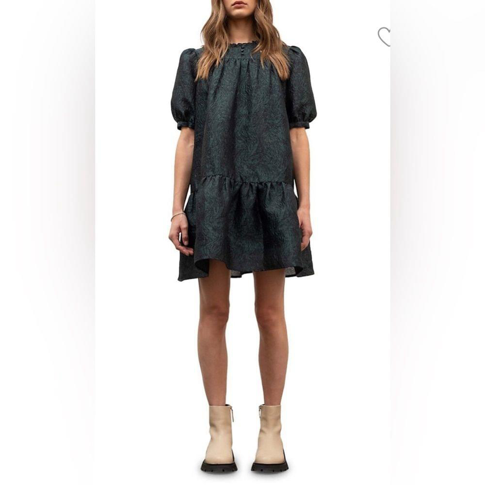 NWT - Moon River Babydoll Dress puff sleeve green medium Fairy Grunge Party